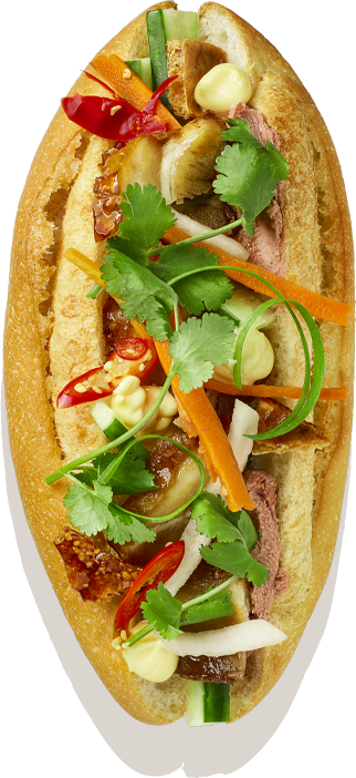 Roast Pork Belly Bánh Mì Việt Baguette